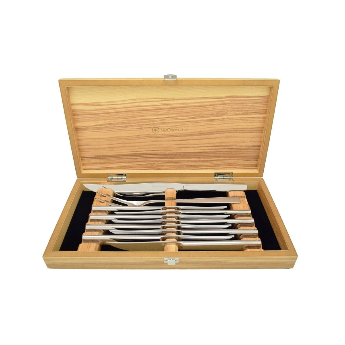 Wusthof 10-Piece Stainless Mignon Steak Knife & Carving Set | Olivewood