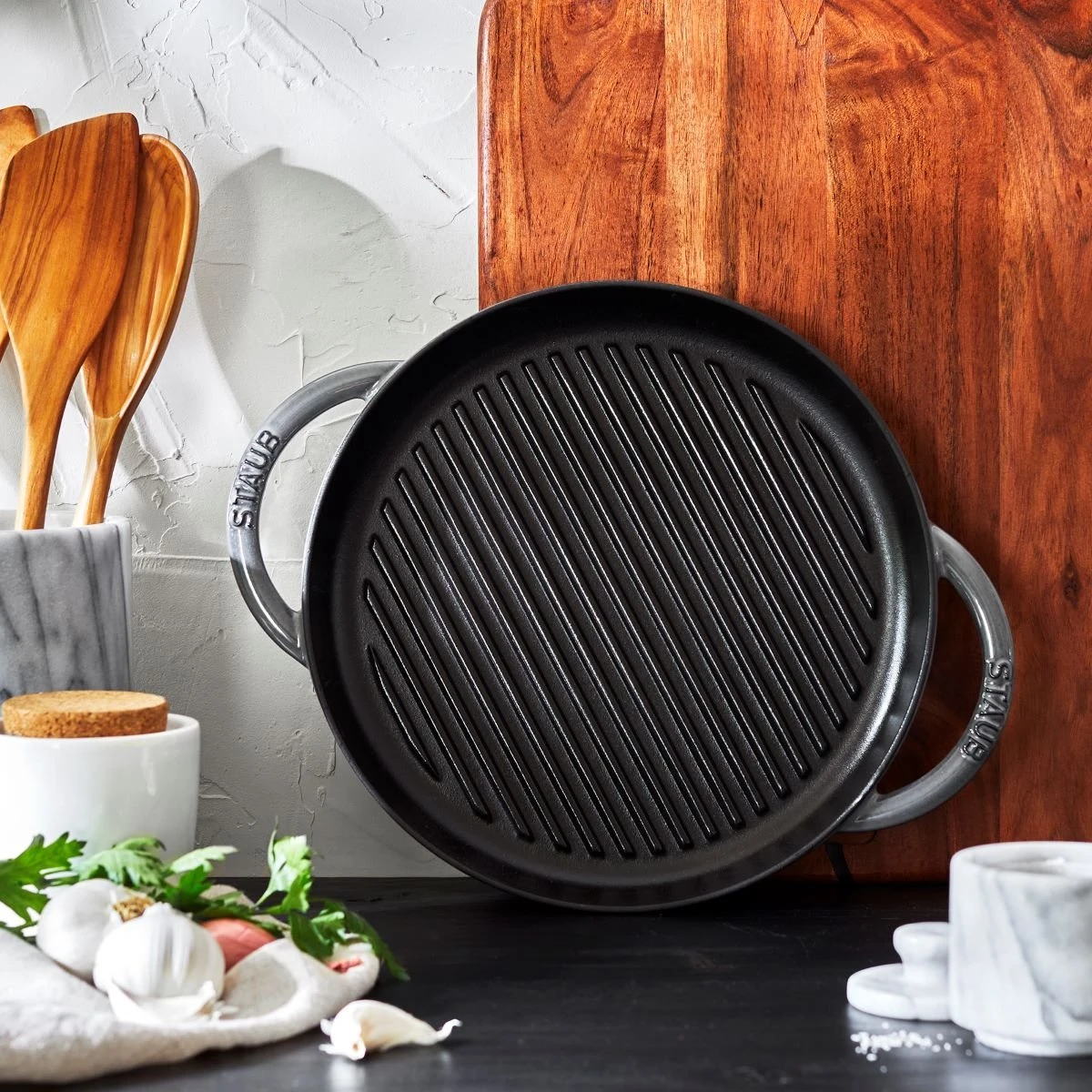 Staub 10" Cast Iron Pure Grill Pan | Graphite Grey - Image 3