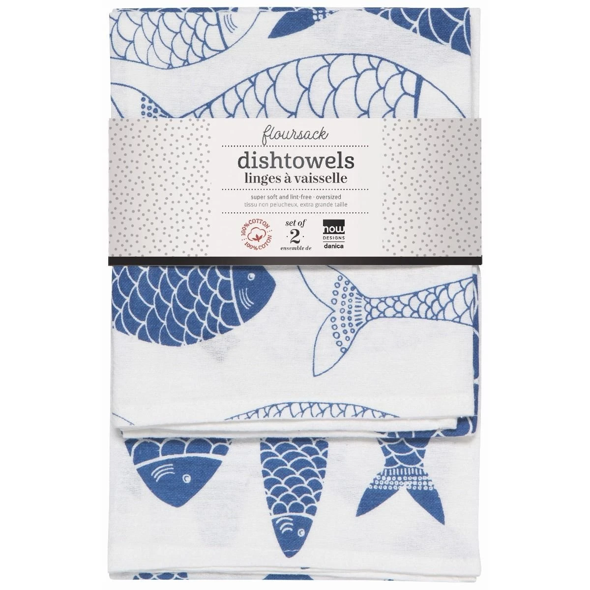 Now Designs By Danica Floursack Dishtowels (Set Of 2) | Royal Blue Fish Market - Image 2