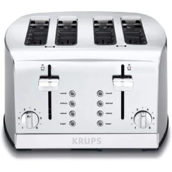 Krups 4-Slice Breakfast Toaster | Brushed Chrome & Stainless Steel