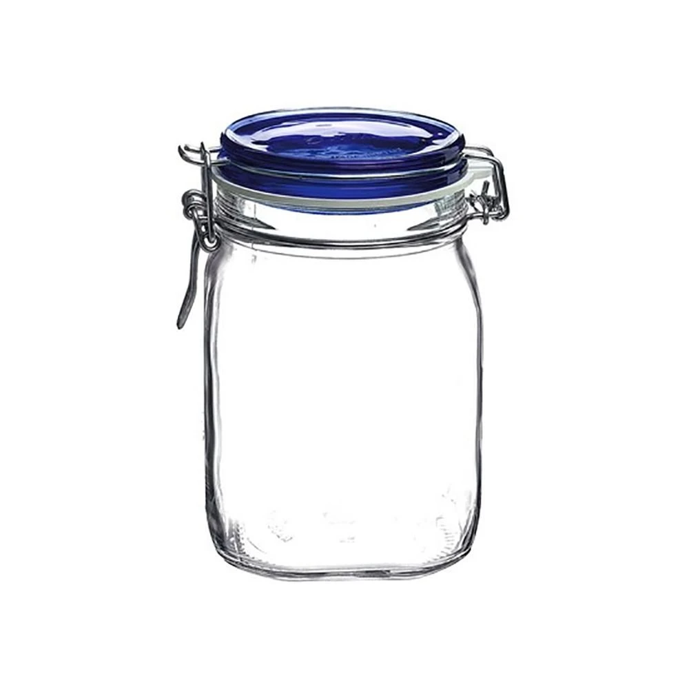 Bormioli Rocco 1L Swing Top Fido Canning Jars - Blue Lid | 6-pack - Image 2