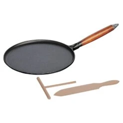 Staub 11" Cast Iron Crepe Pan With Spreader & Spatula | Matte Black