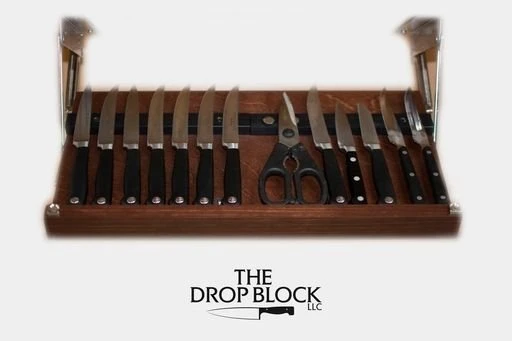 Drop Block Under Cabinet Knife Storage Rack - Small, Cherry - Image 2