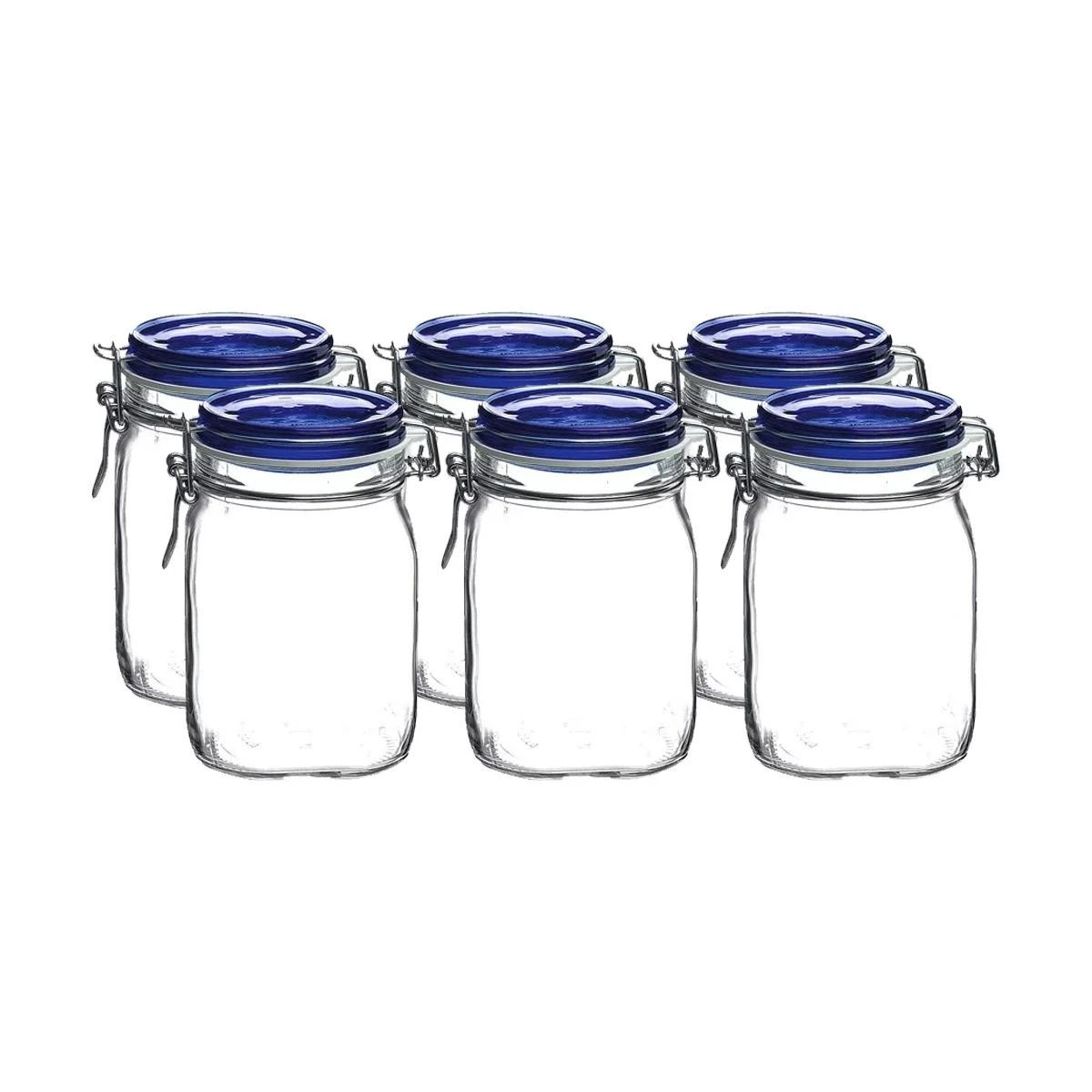 Bormioli Rocco 1L Swing Top Fido Canning Jars - Blue Lid | 6-pack