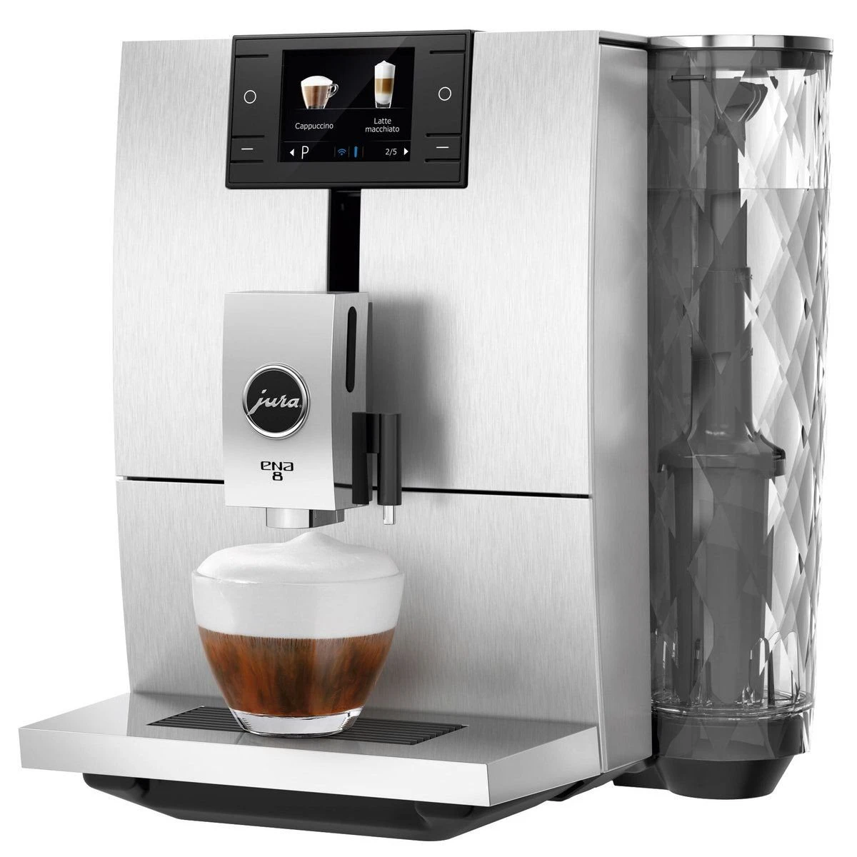 Jura ENA 8 Signature Line Automatic Coffee & Espresso Machine With Touch Screen | Massive Aluminum + Smart Connect + Glass Milk Container + Replacement Water Filter & Descaling Tabs - Image 2