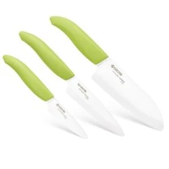 Kyocera Revolution Green & White Ceramic 3-Piece Knife Set