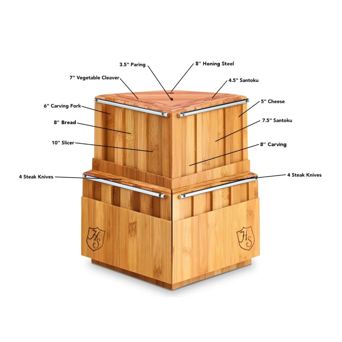 Hammer Stahl Cutlery Revolving 18-Slot Knife Block With Removable Steak Knife Blocks - Image 2