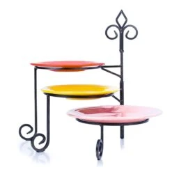 Tripar International Keller 3-Tier Swivel Plate Stand | Mahogany